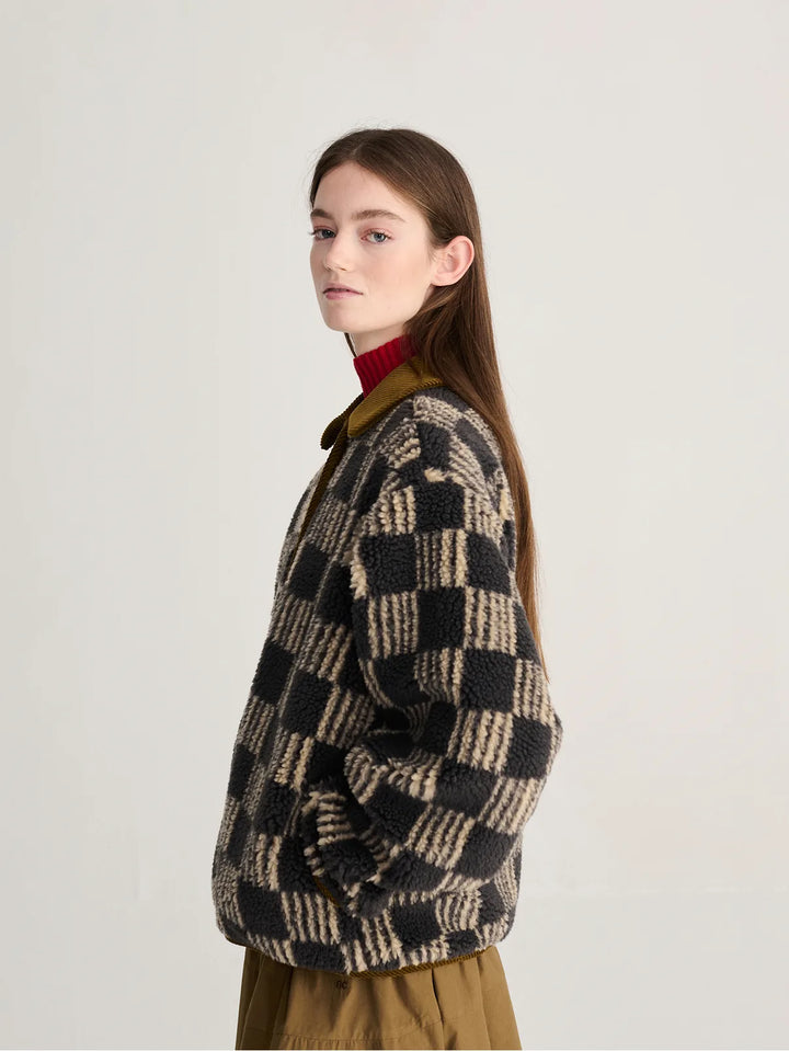Almost Moiré all over sherpa jacket