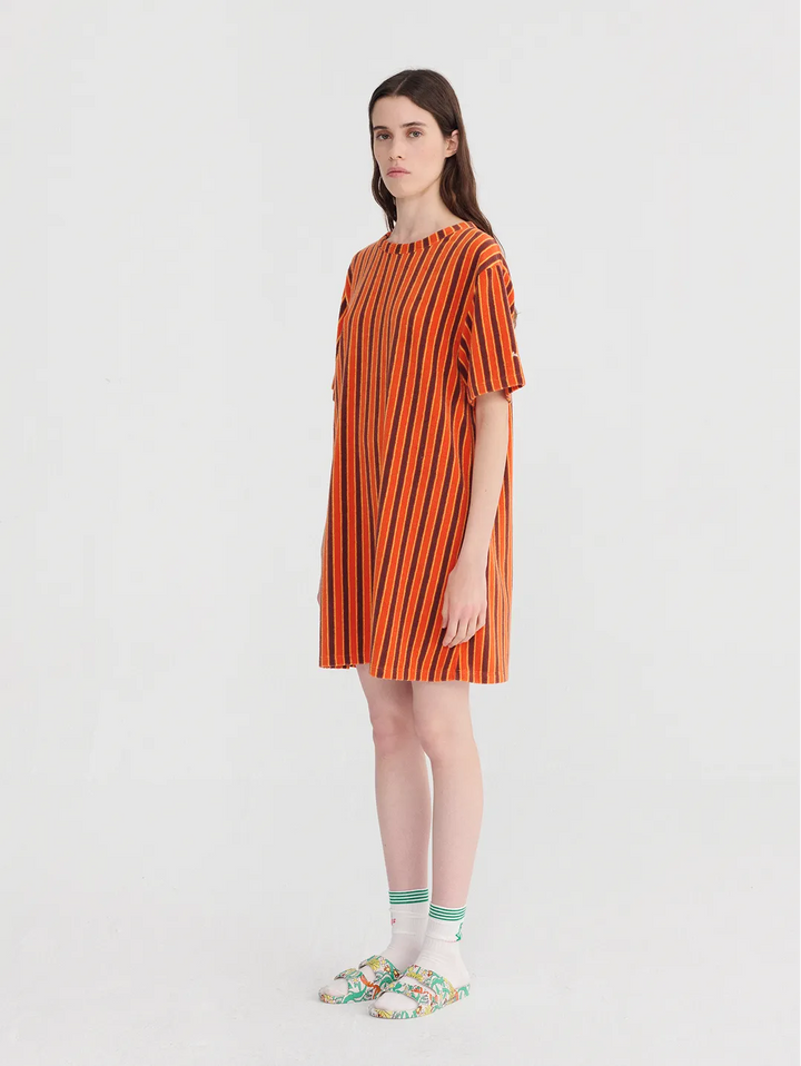 Striped terry short dress