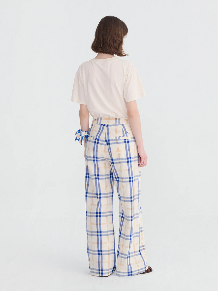 Fun Tartan twill wide leg pants