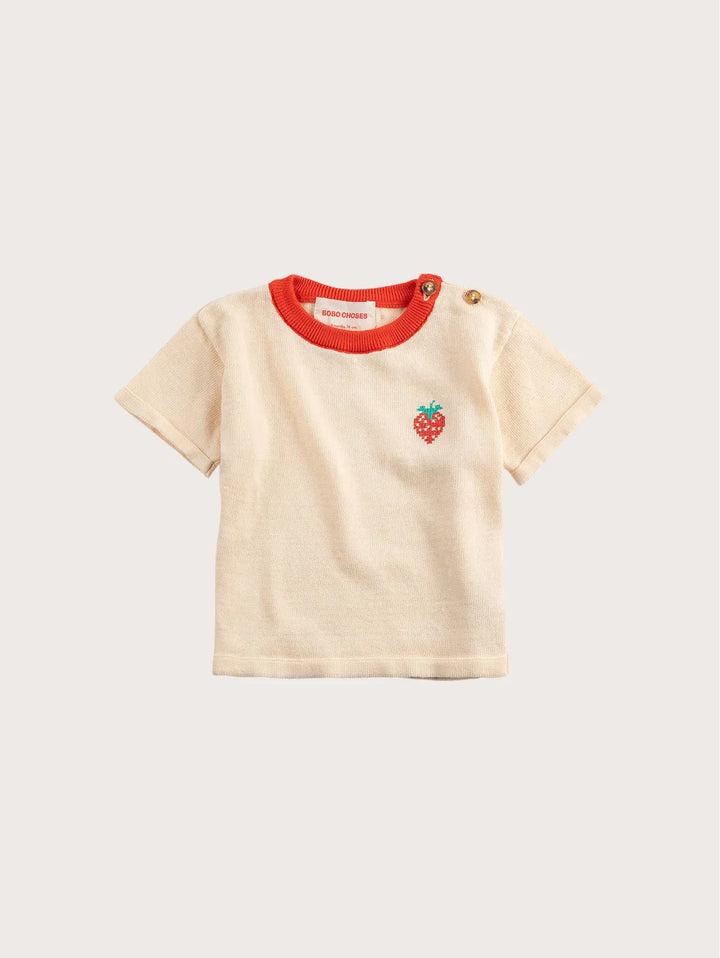 Pixel Strawberry knitted T-shirt