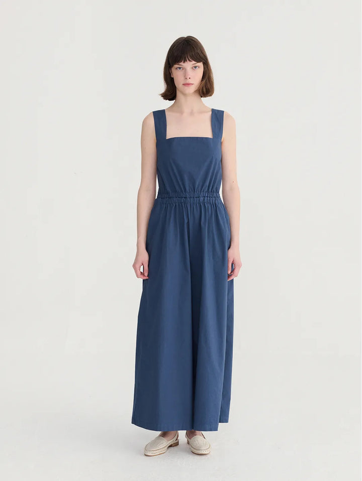 Textured cotton strap overall