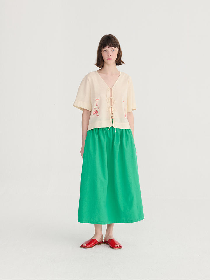 Recycled cotton evasé skirt