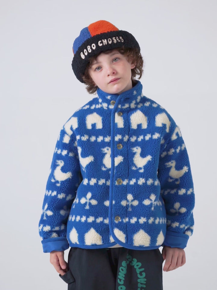 Farm jacquard sheepskin jacket