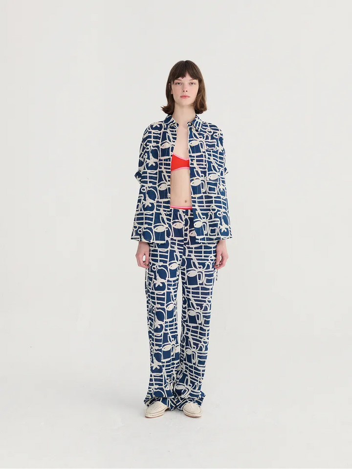 Cookery Festival pattern oversize shirt