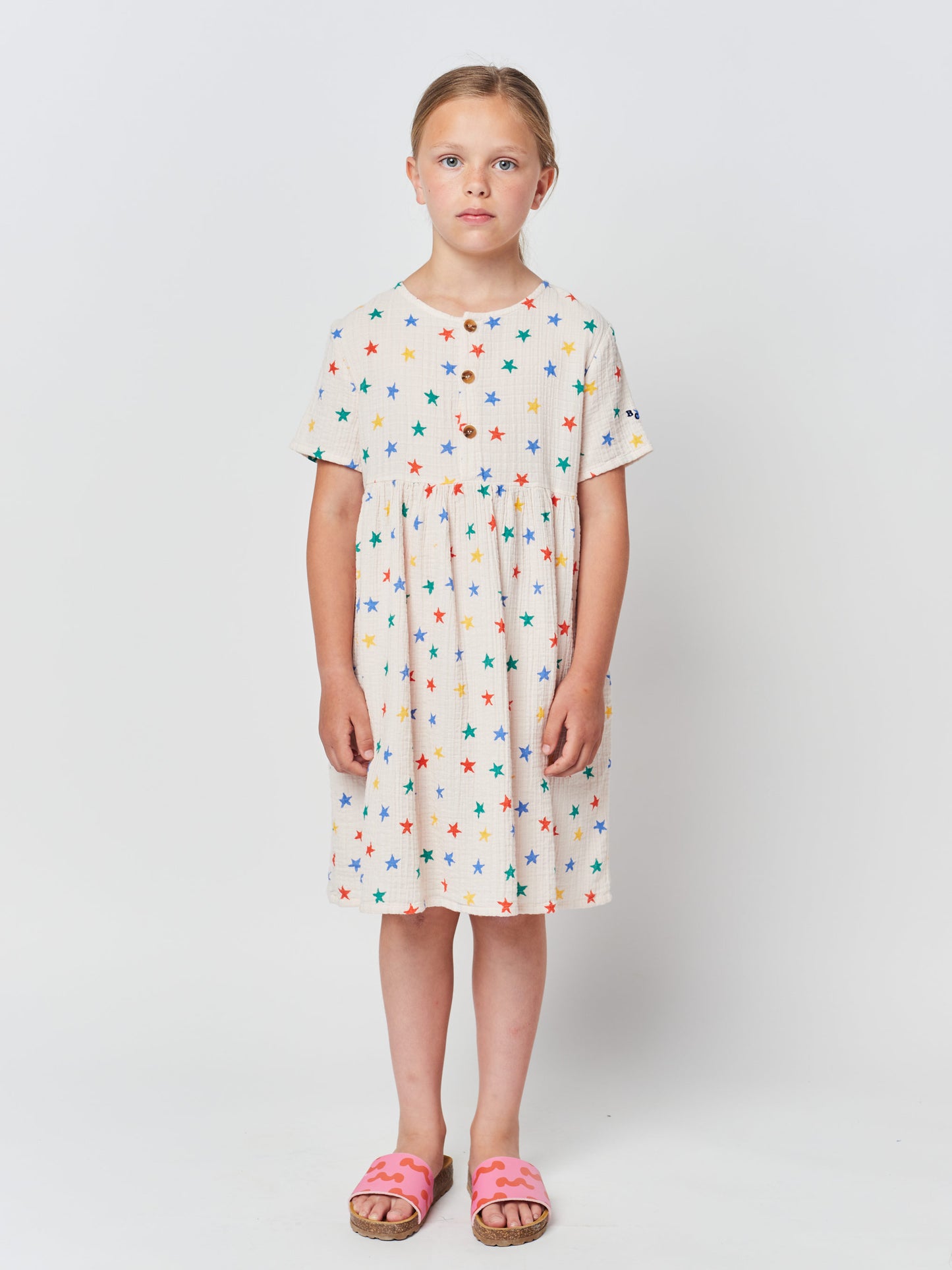 Multicolor stars all over woven dress