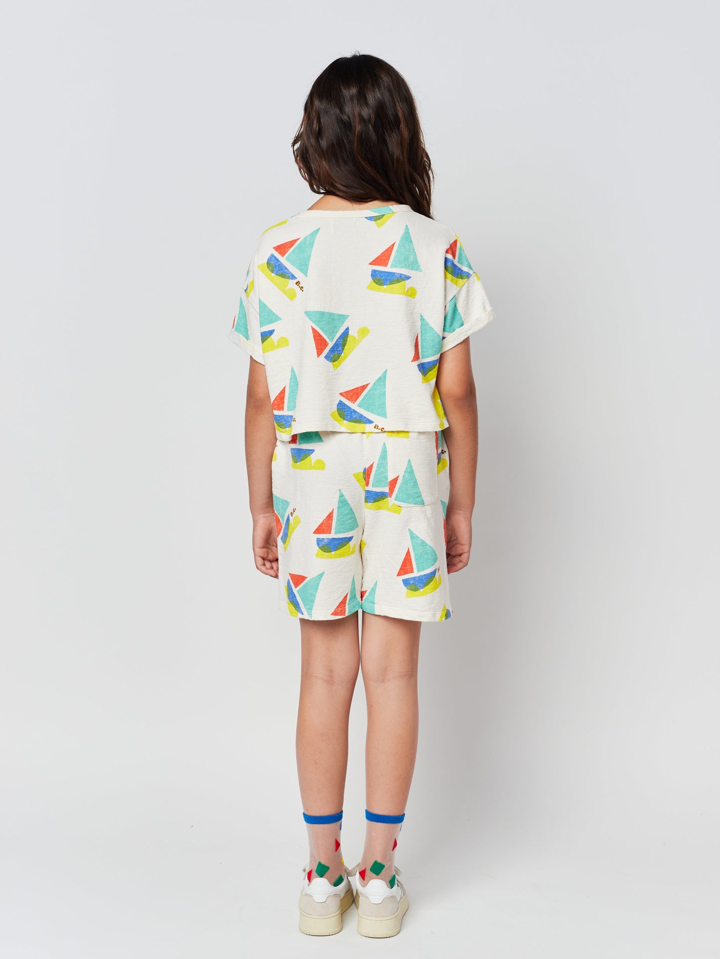 Multicolor Sail Boat all over bermuda shorts