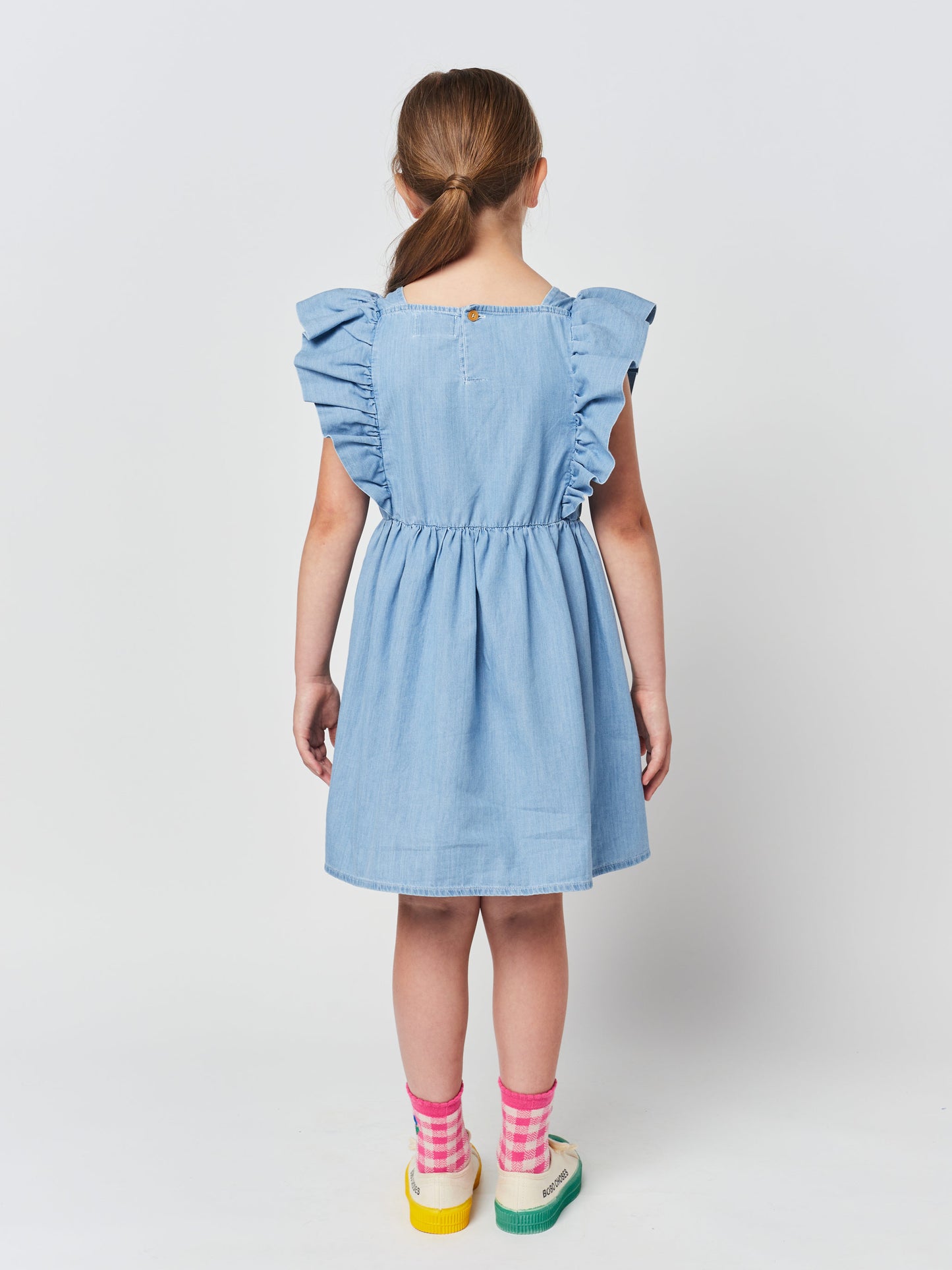 Pelican denim ruffle dress