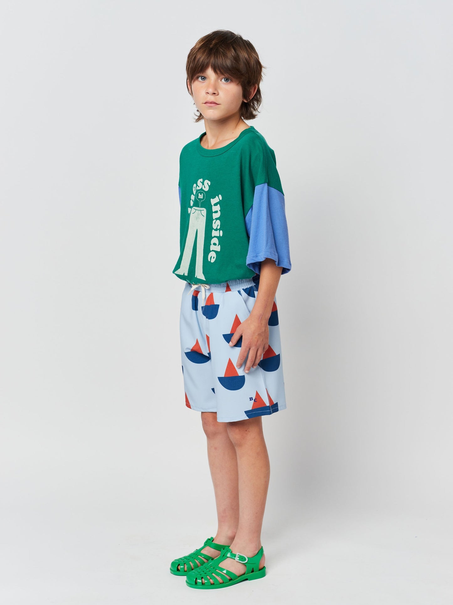 Sail Boat all over swim bermuda shorts