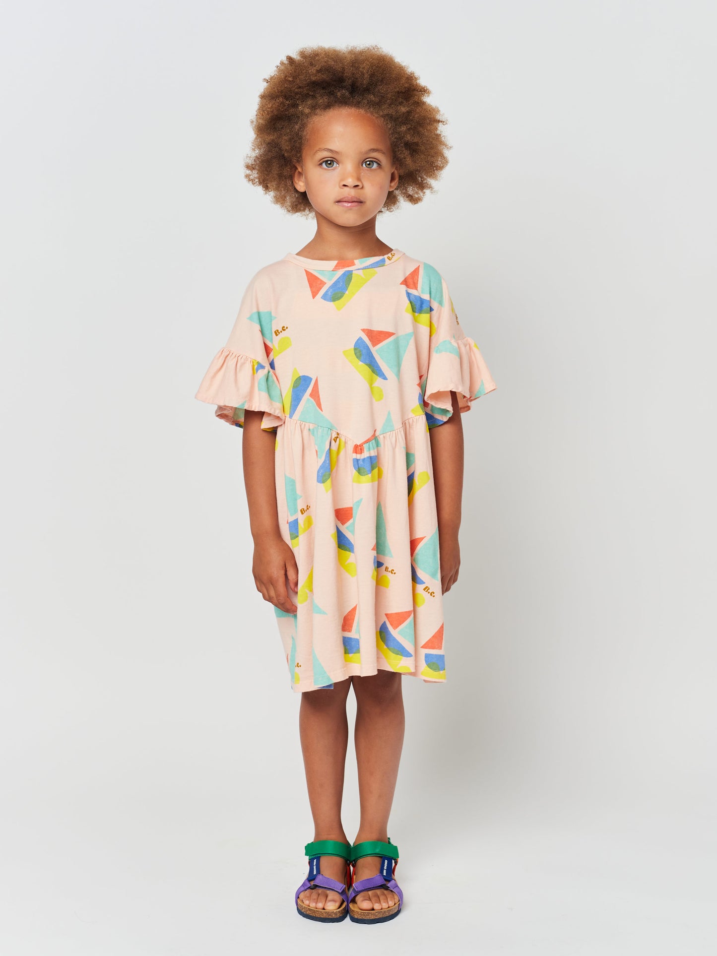 Multicolor Sailboat ruffle dress