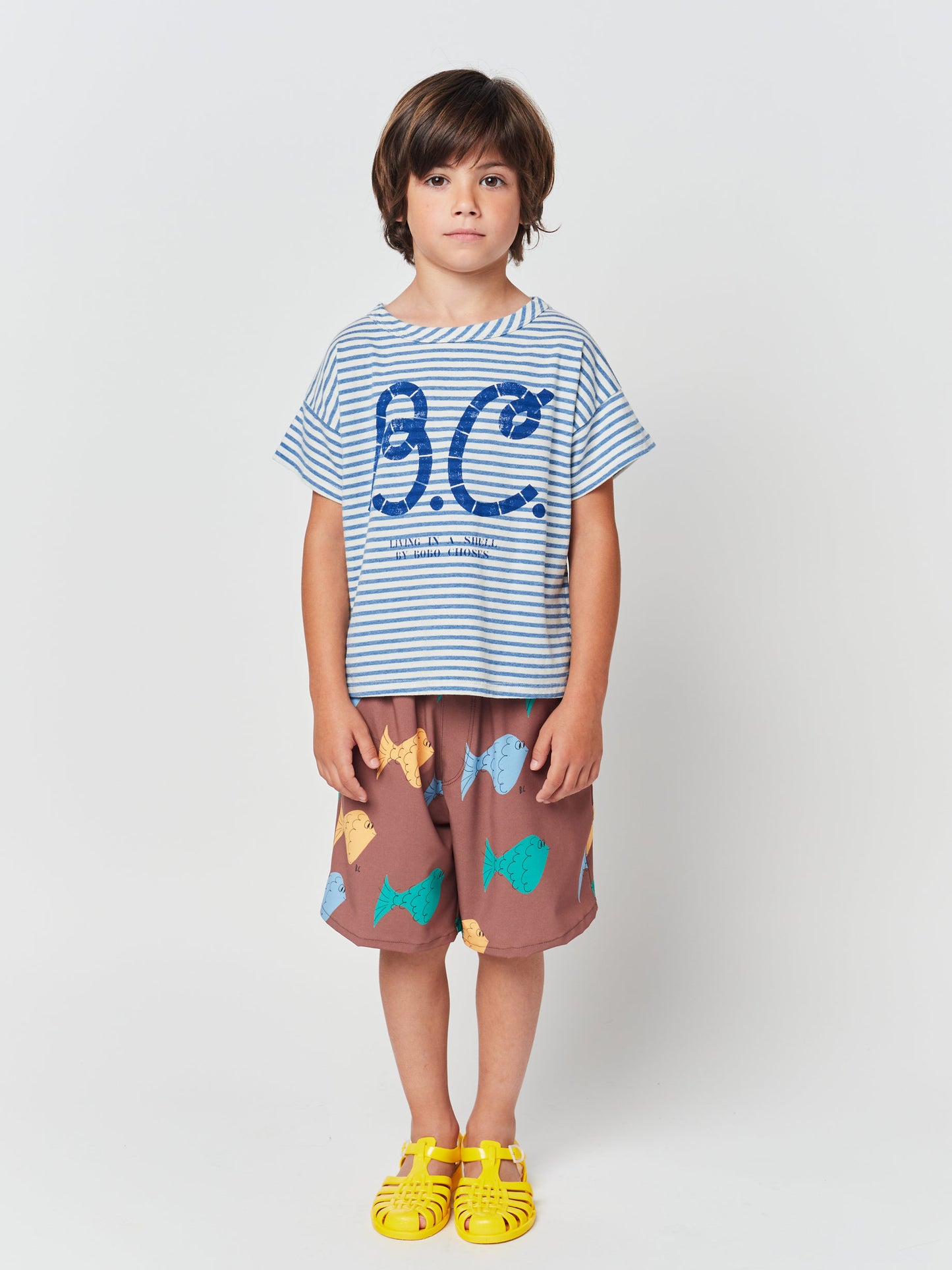 Multicolor fish all over swim bermuda shorts