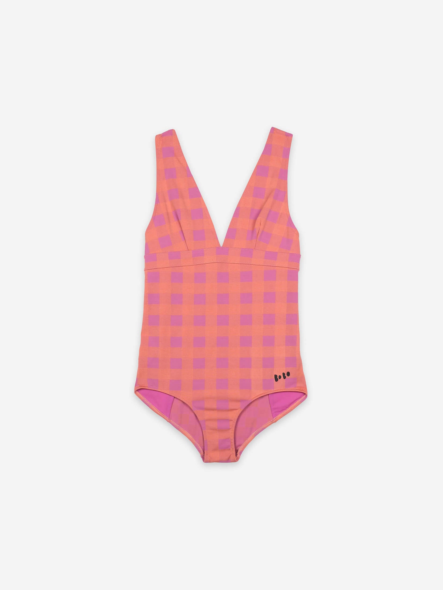 Check V-Neck Swimsuit