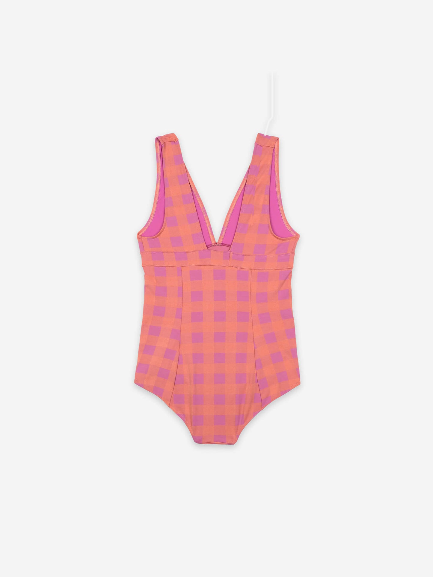 Check V-Neck Swimsuit