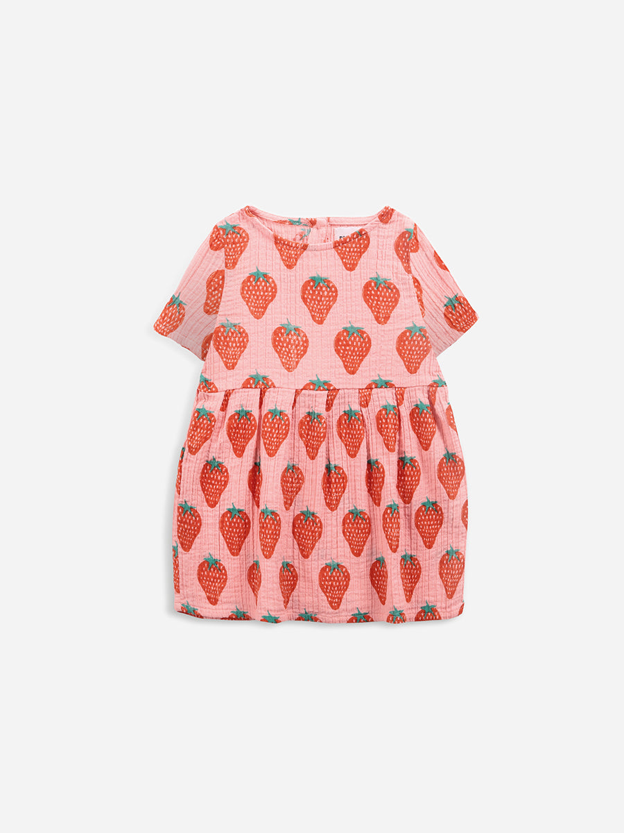 Strawberry all over woven dress