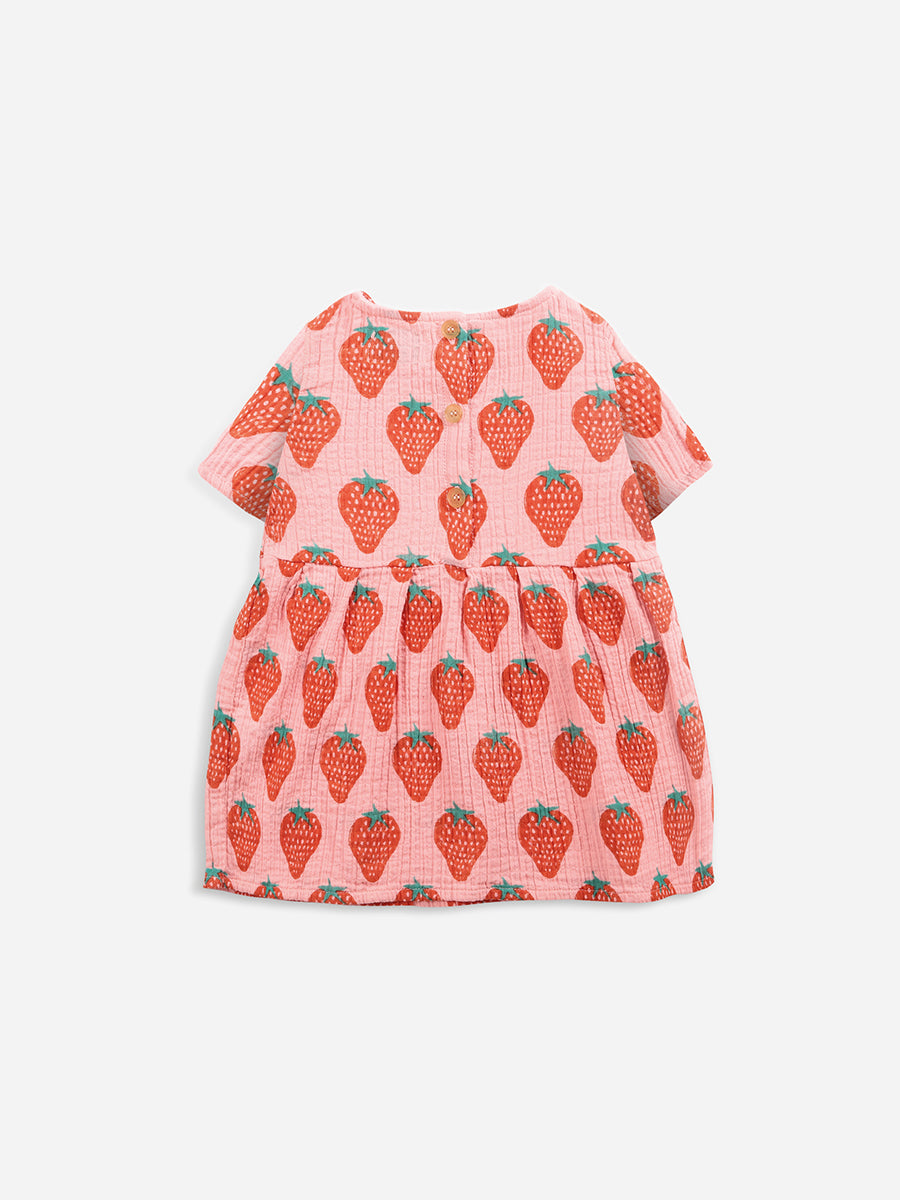 Strawberry all over woven dress