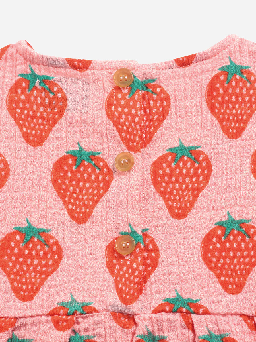 Strawberry all over woven dress