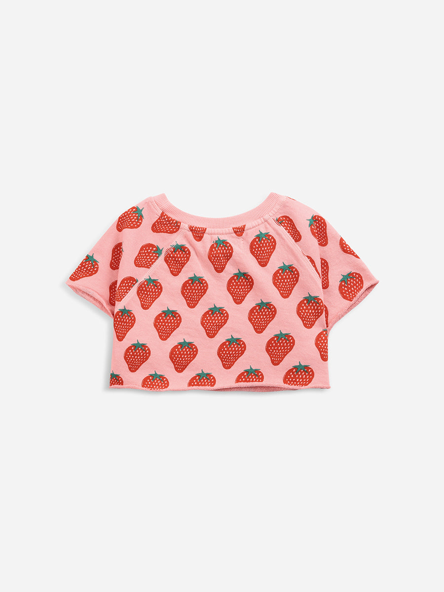 Strawberry all over cropped sweatshirt
