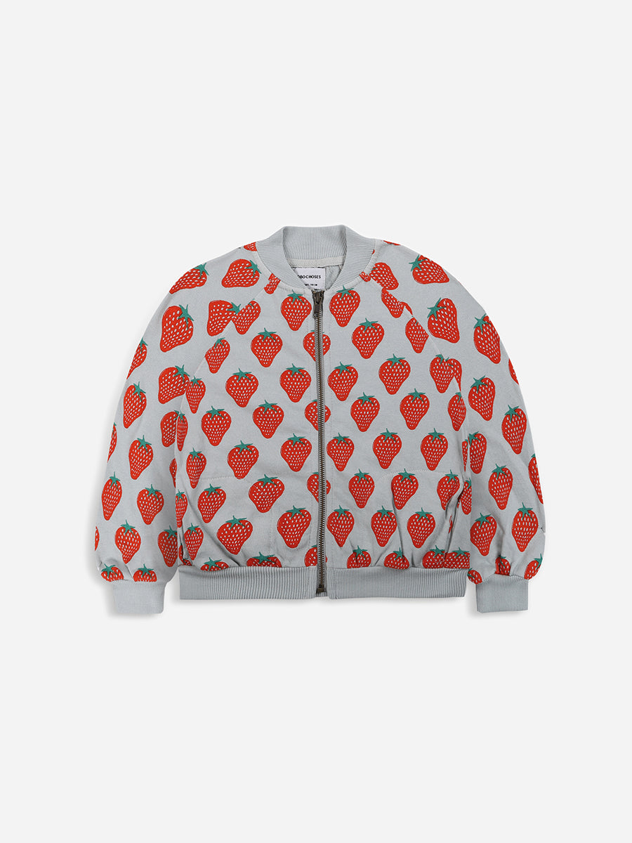 Strawberry all over zipped sweatshirt