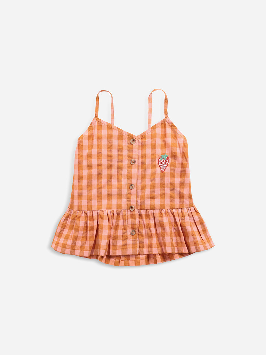 Vichy woven tank top