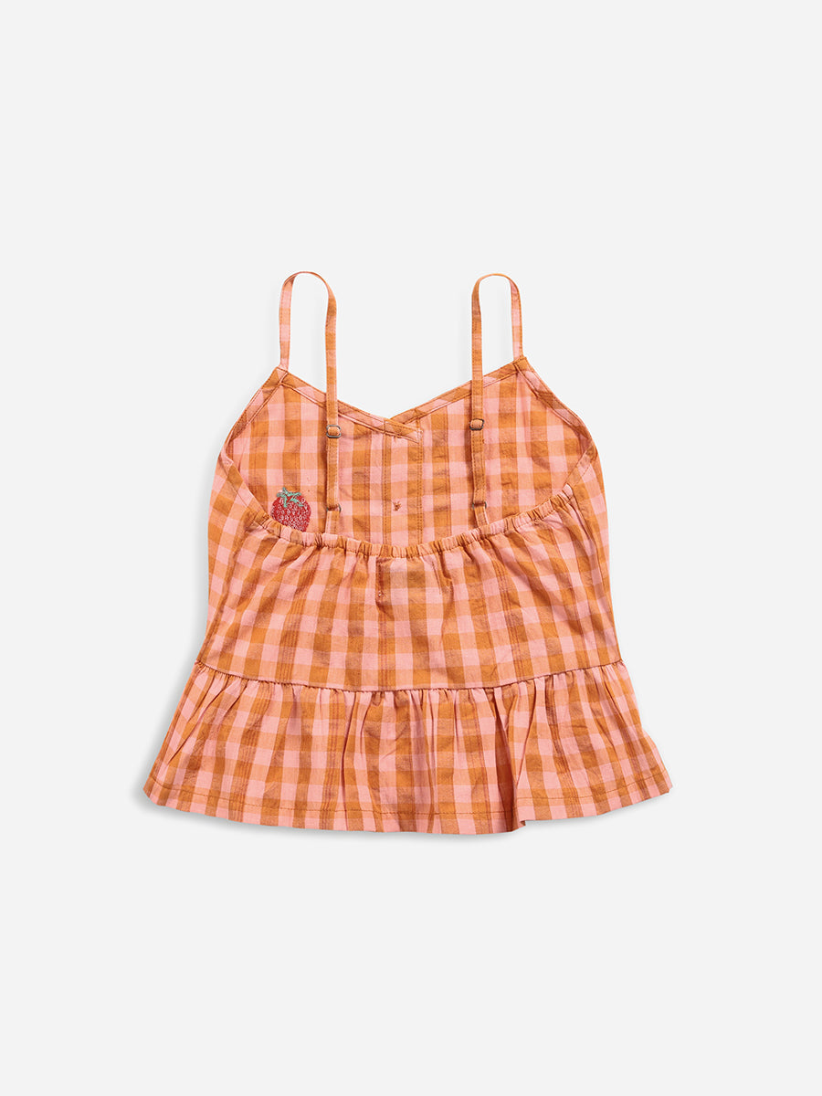 Vichy woven tank top