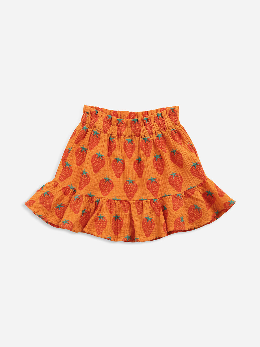 Strawberry all over woven mini skirt