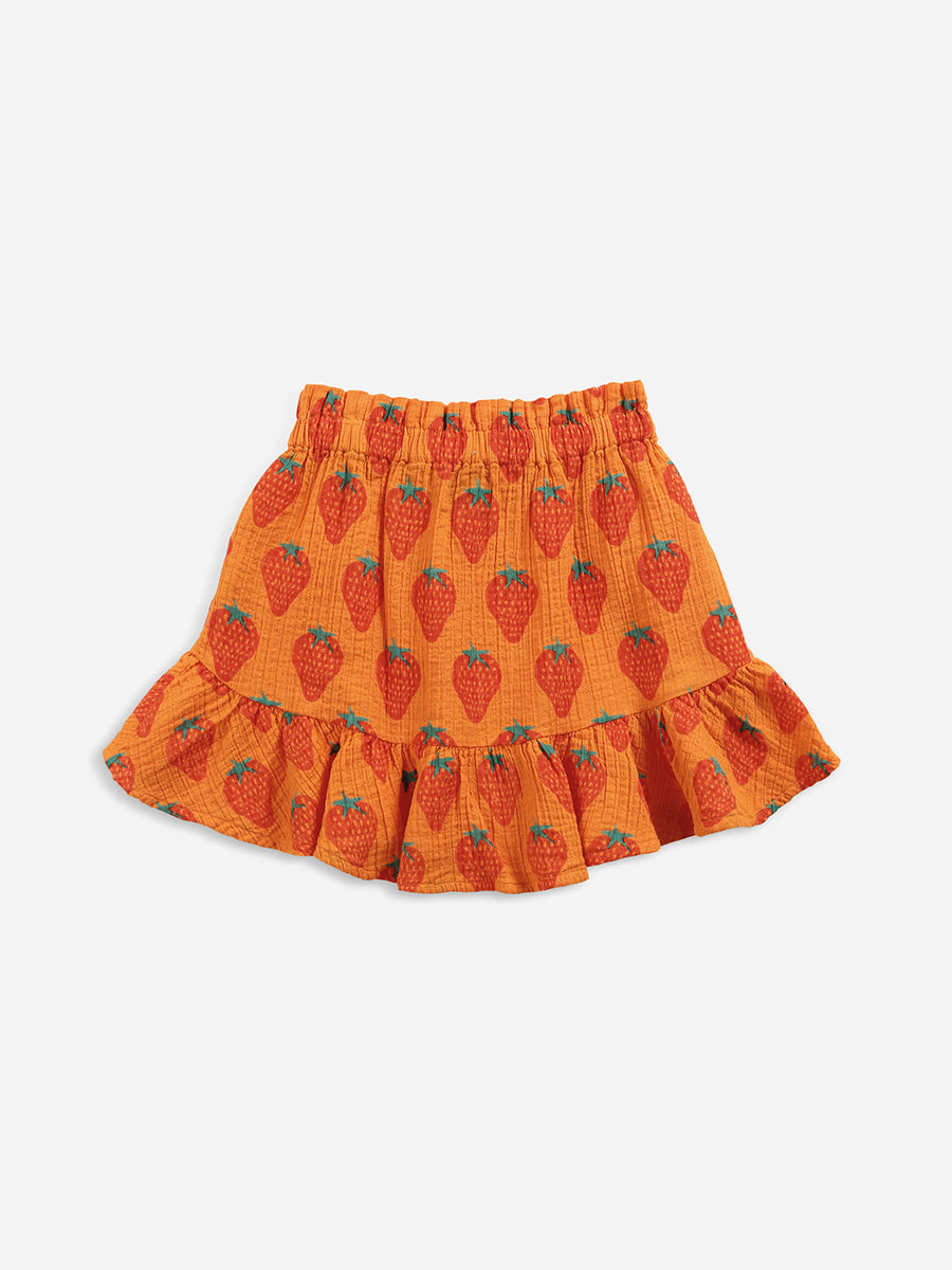 Strawberry all over woven mini skirt