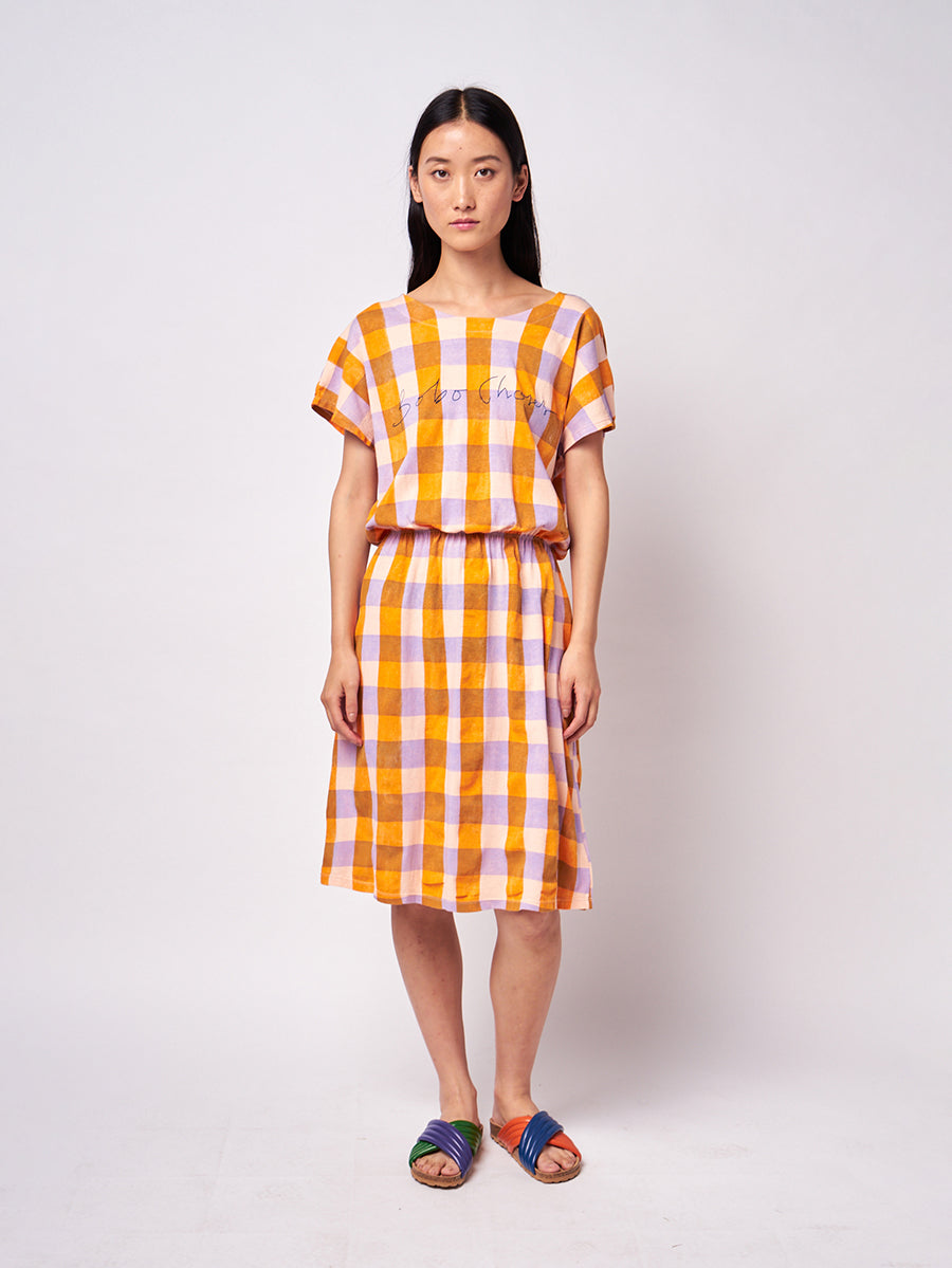 Checked jersey dress