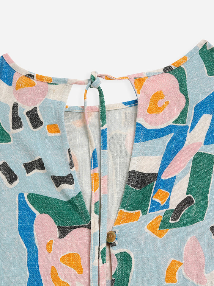 Floral print long flared dress