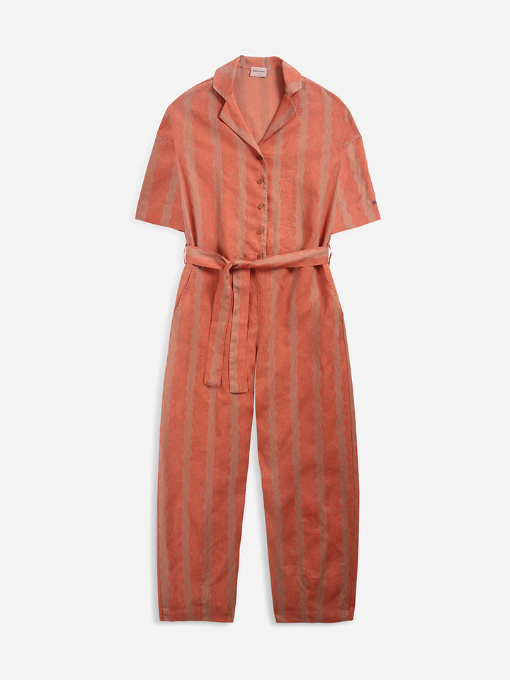 Stripe all over v-neck jumpsuit