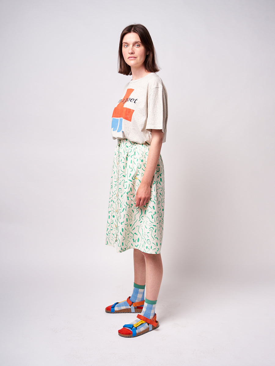 Serpentine printed buttoned skirt