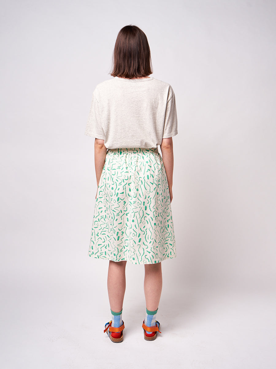 Serpentine printed buttoned skirt