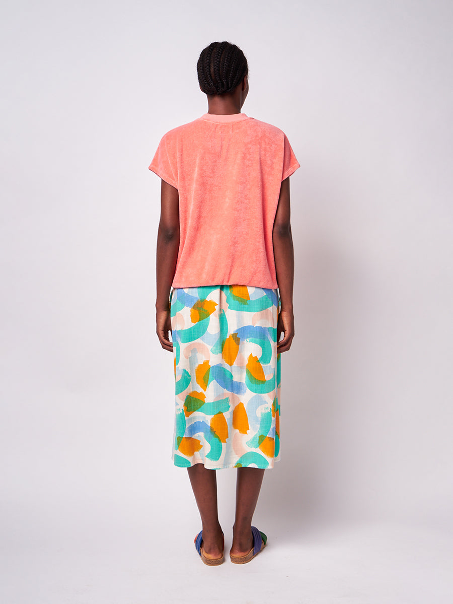 Brushstrokes printed midi skirt