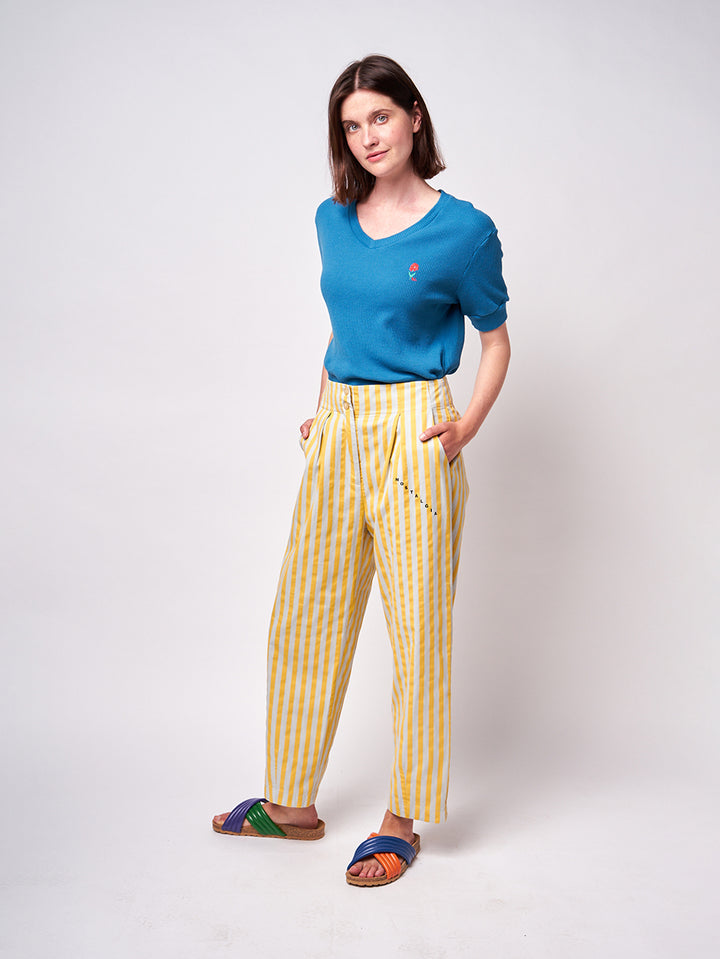 Striped pleated trousers