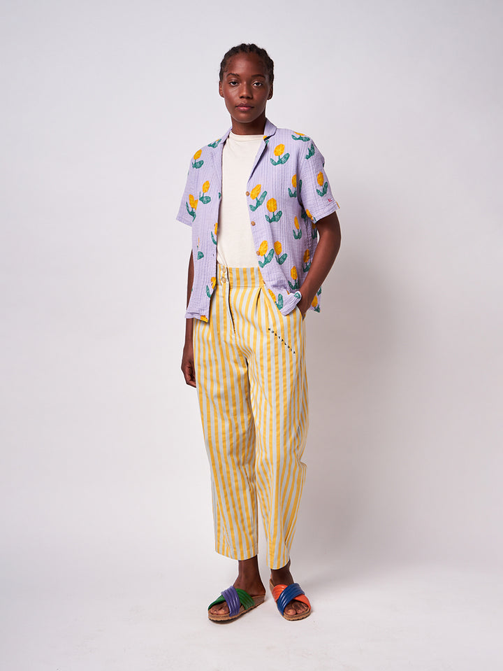 Striped pleated trousers