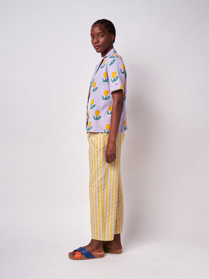 Striped pleated trousers