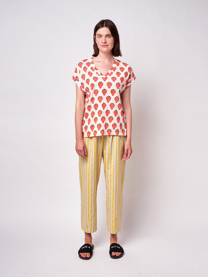 Striped pleated trousers