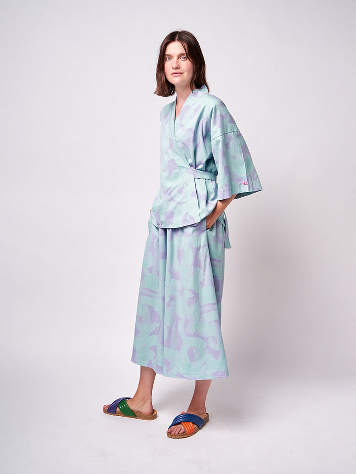 Brushstrokes wrap blouse