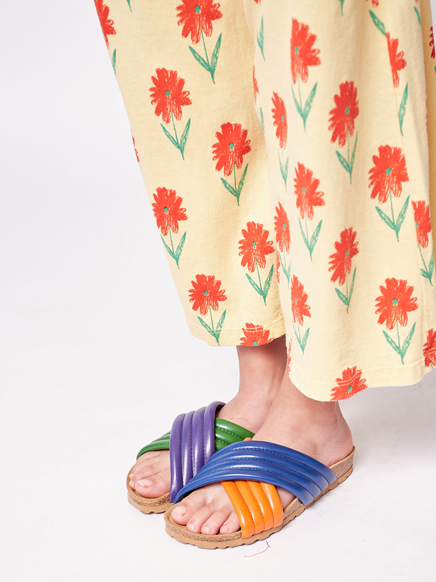 Color Block crossed flip flops