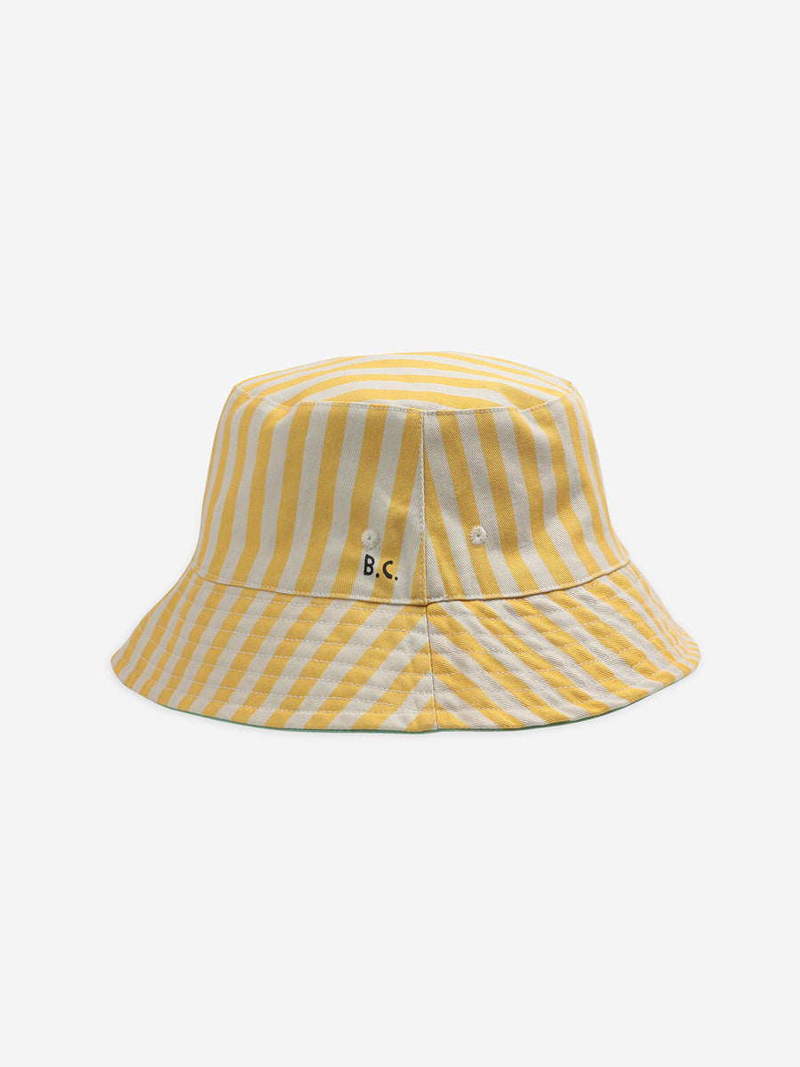 Striped reversible fisherman cap