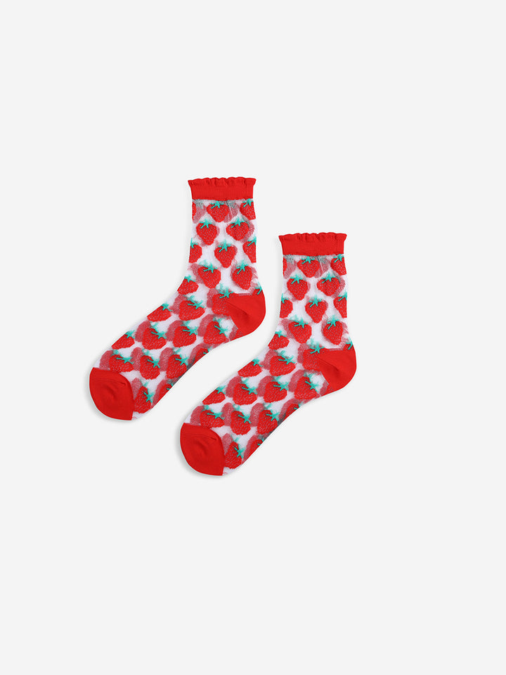 Strawberry transparent short socks