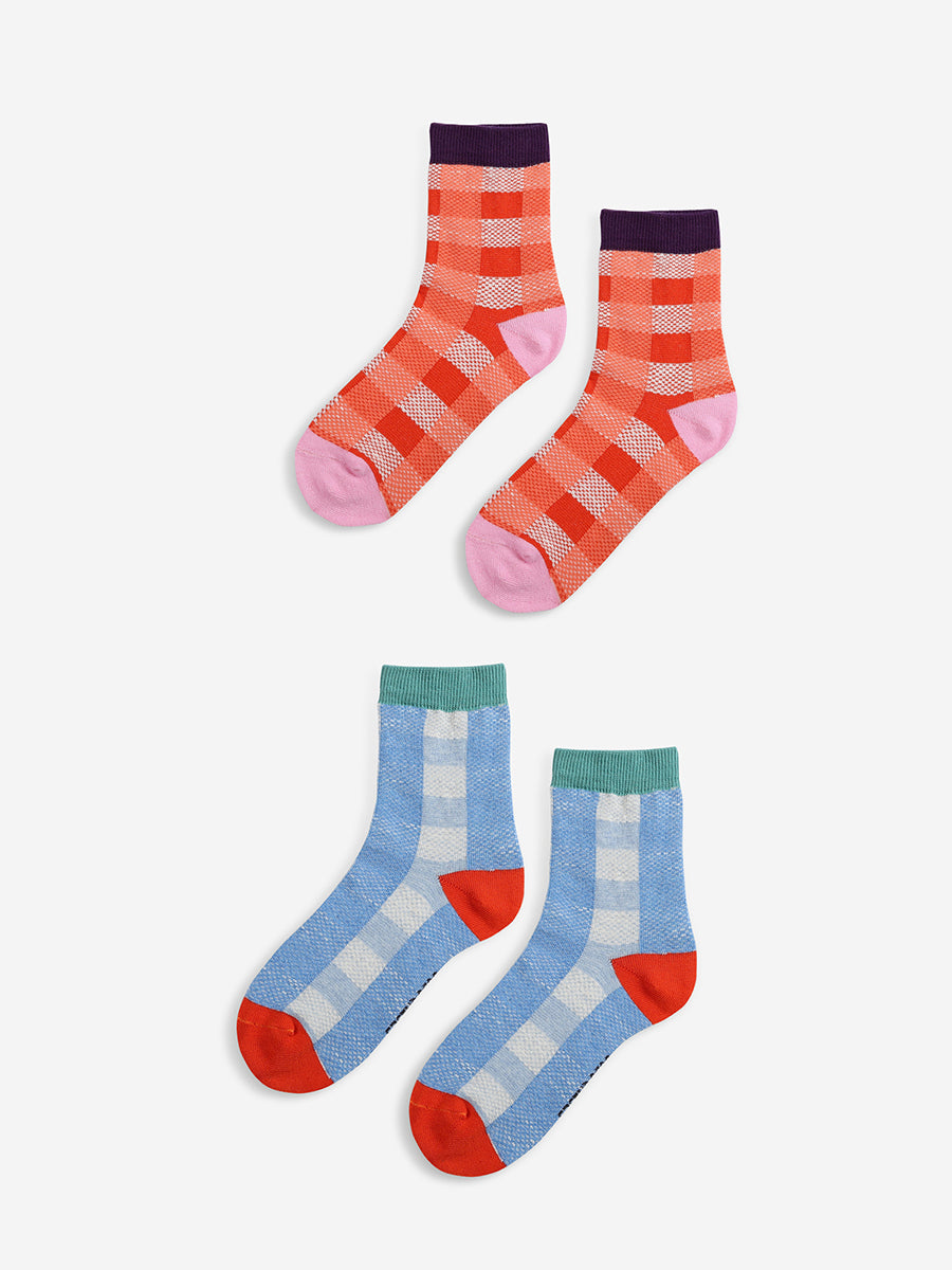 Checked 2-pack short socks