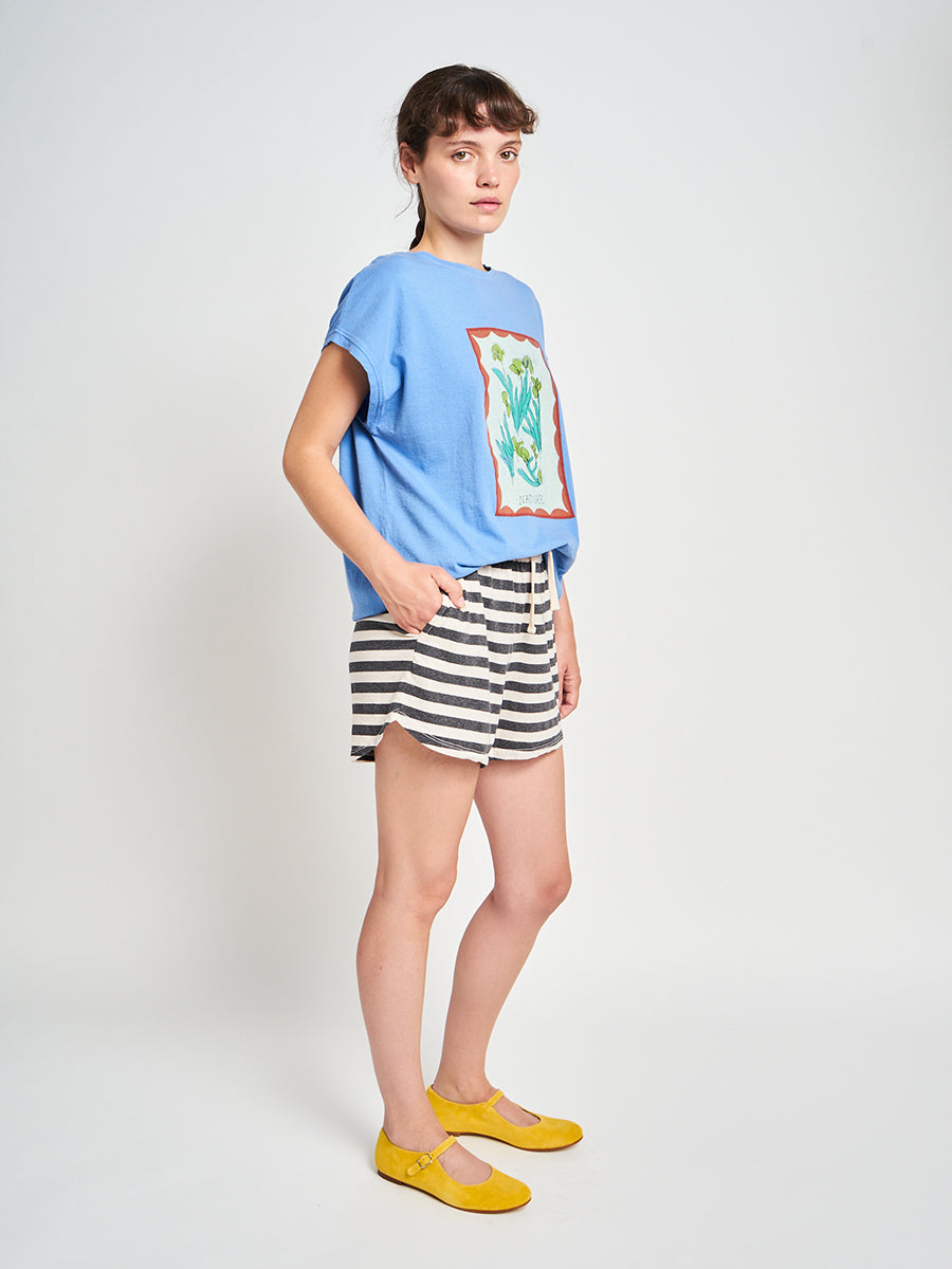 Striped jersey short pants