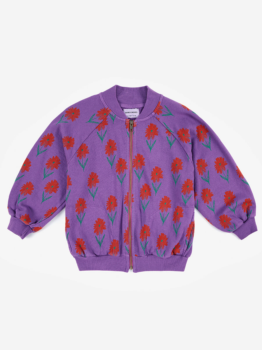 Petunia all over zipped sweatshirt