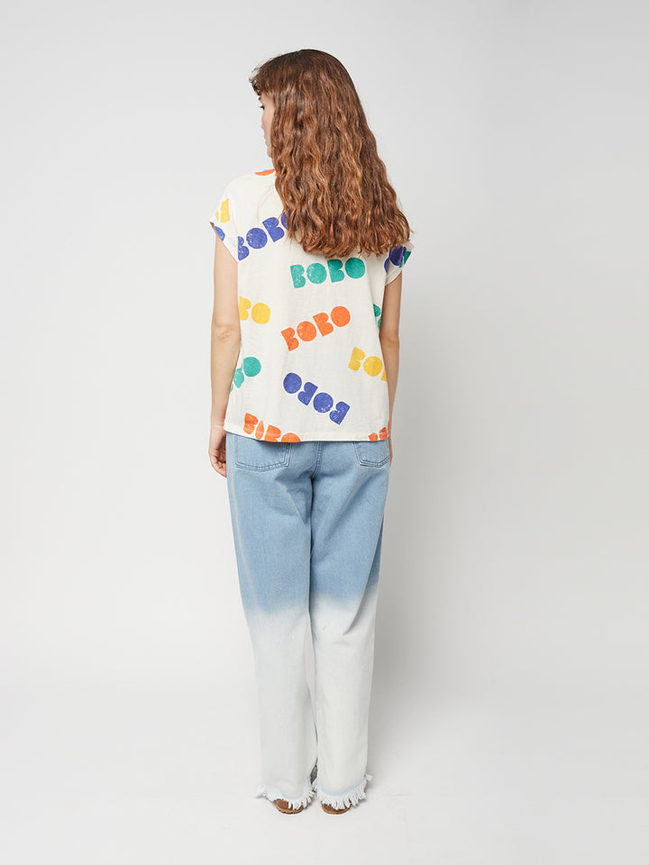 Samarreta folgada amb coll en punta estampat Bobo