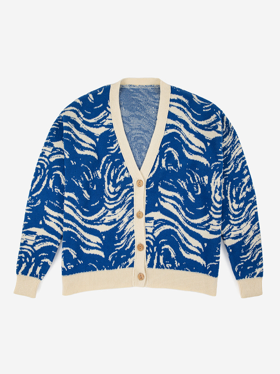 Waves knitted v-neck cardigan