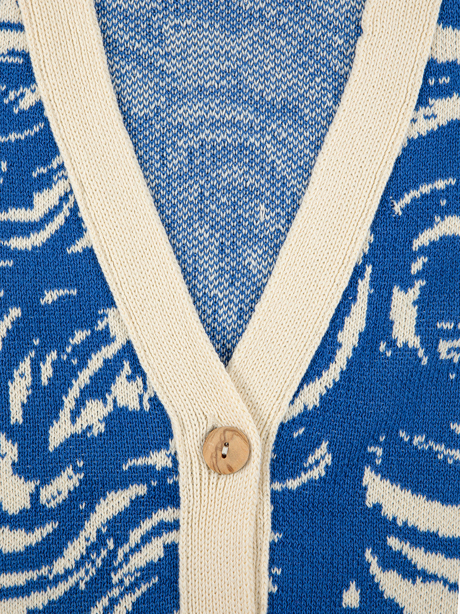 Waves knitted v-neck cardigan