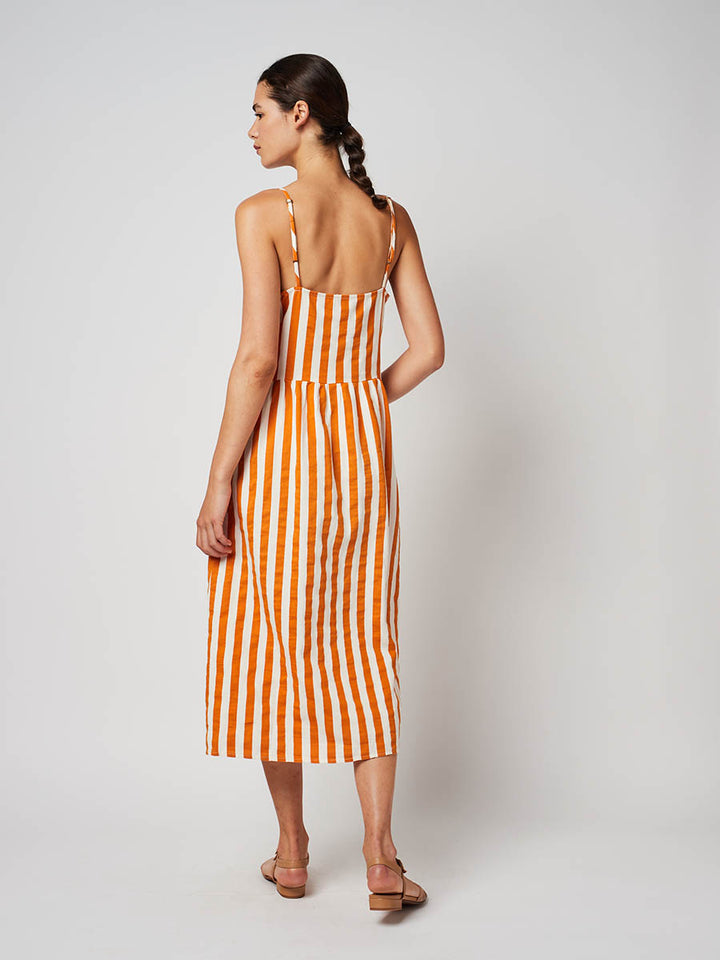 Vestit de tirants amb botons i ratlles