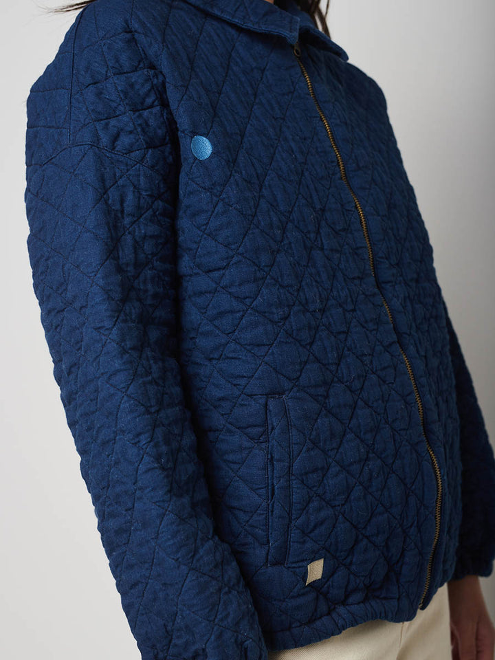 Indigo Blue Zip Bomber
