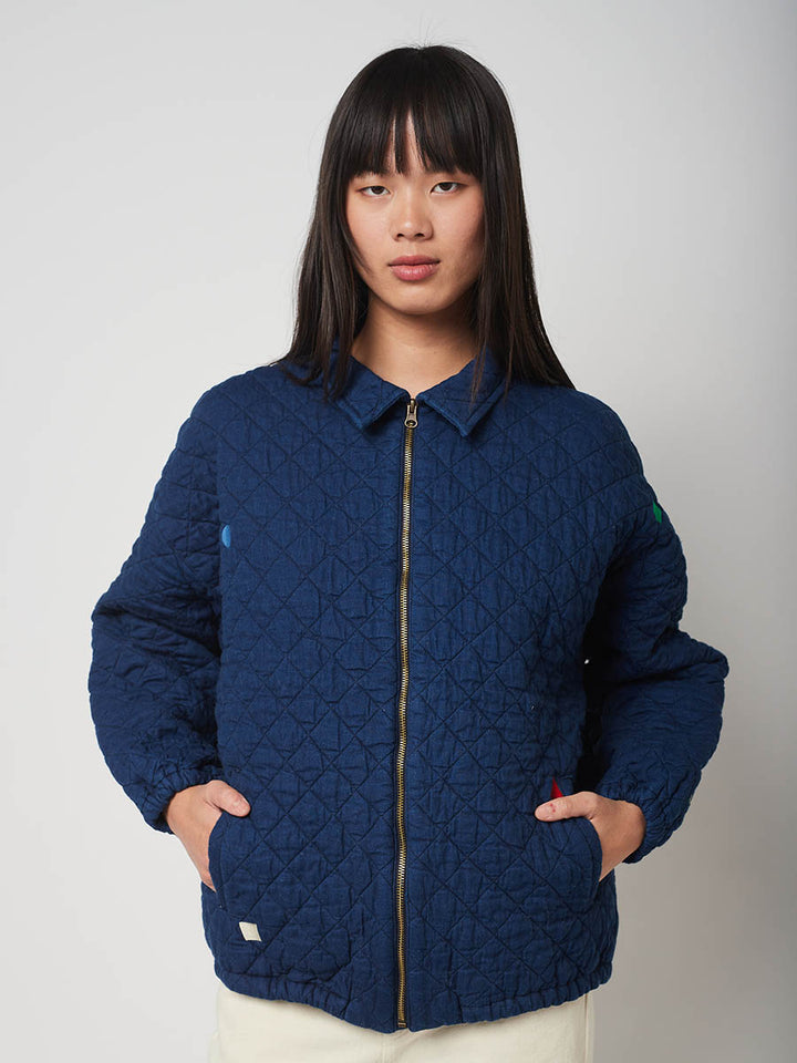 Indigo Blue Zip Bomber