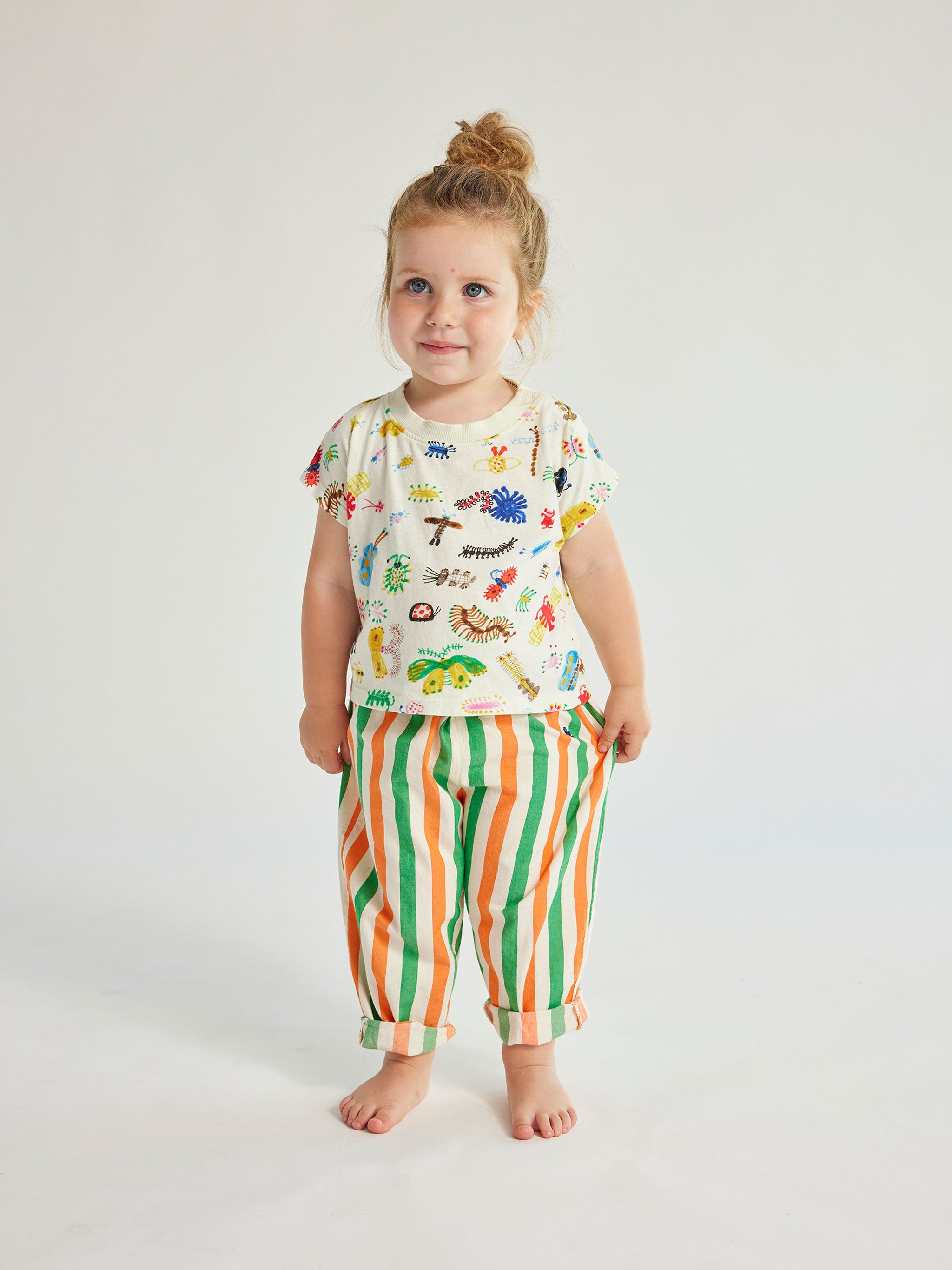 Bobo Choses Funny-Insects-print jersey trousers - White