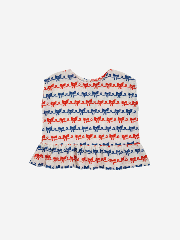 Ribbon Bow all over woven blouse